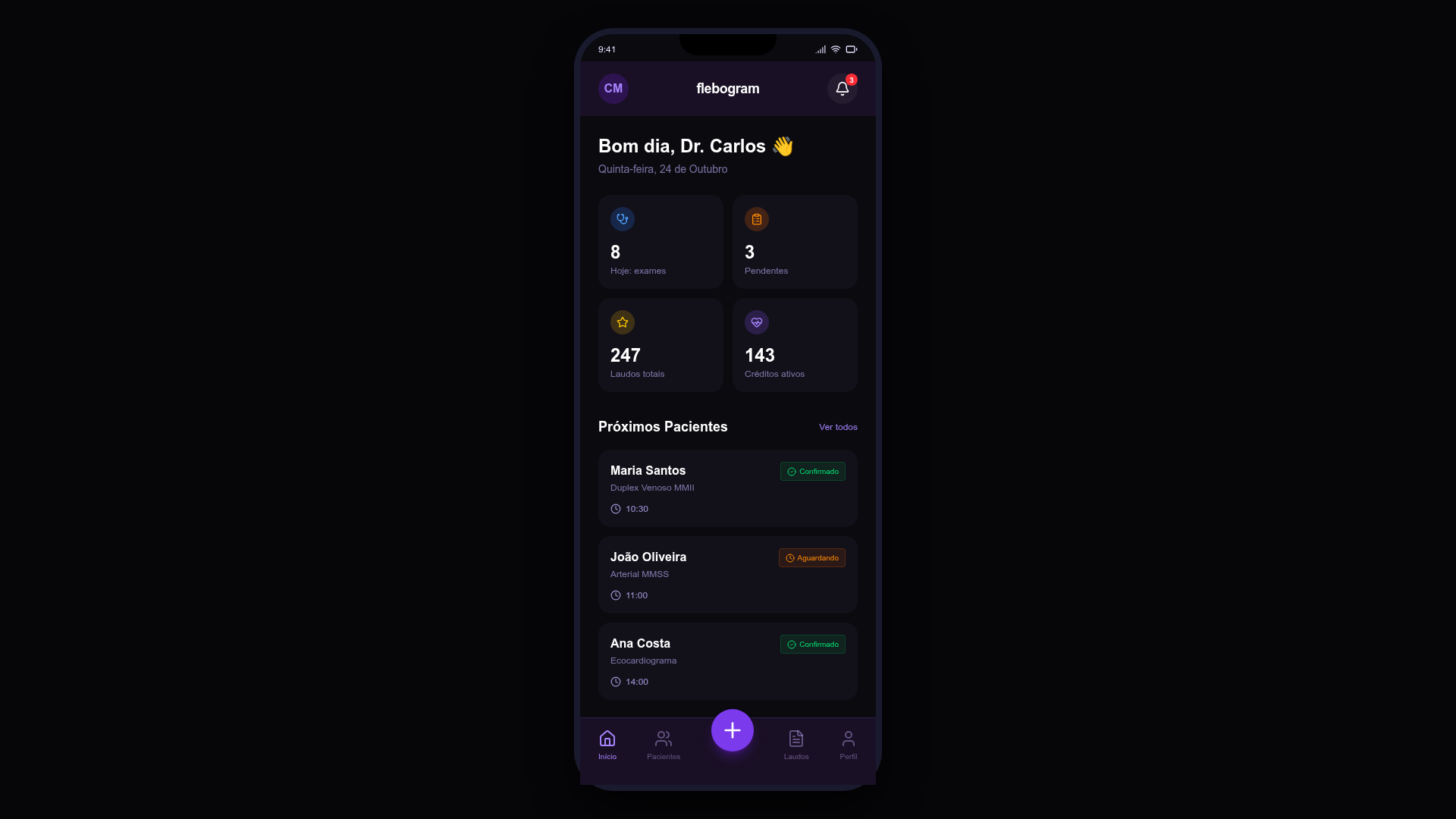 Dashboard alternativo do Flebogram